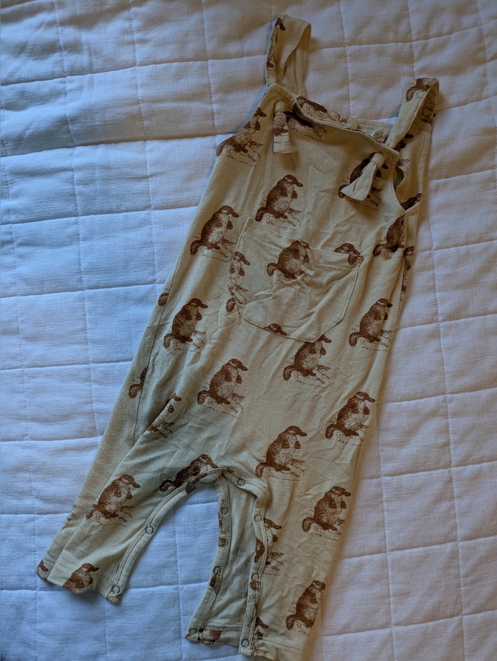 kate quinn Cream Romper with Brown Platypus Print 6-12 Month